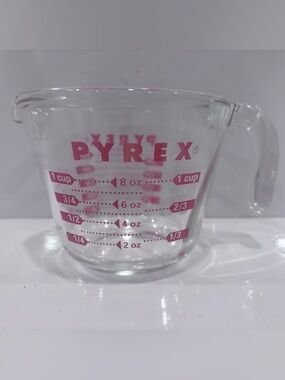 Pyrex 1 Cup 250mL Glass Measuring Cup Red Lettering Made in USA